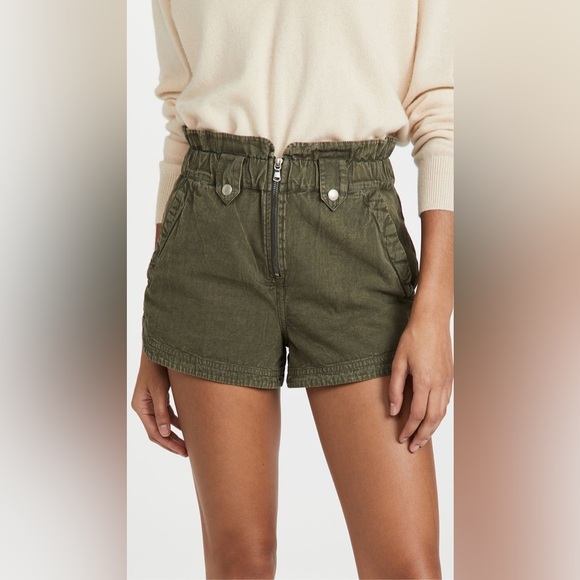 Sea‎ Layla Canvas Paperbag Waist Green Shorts Size 2 - Picture 1 of 6